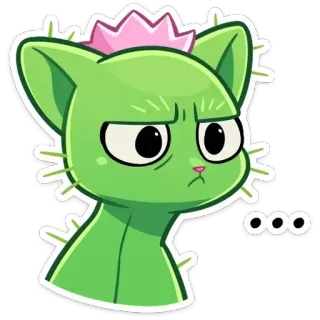 😠 ... cactus, cat, plant, animal, cartoon, sticker telegram sticker