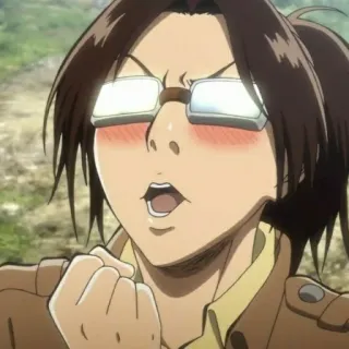 🦦 Hange Zoë Attack on Titan Anime, Personnage, Lunettes, Hanji Zoe, L'Attaque des Titans telegram sticker