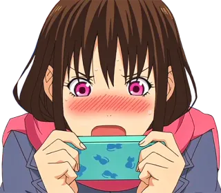 😳 anime, ragazza, eccitata, gaming, carina, rosa, cartone animato telegram sticker