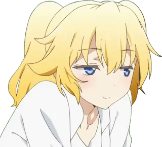 ❤ anime, chica, linda, pelo rubio, presumida, sonrisa telegram sticker