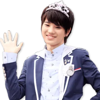 ✋ 소년, 티아라, 교복, 손 흔드는, 웃는, 한국 telegram sticker
