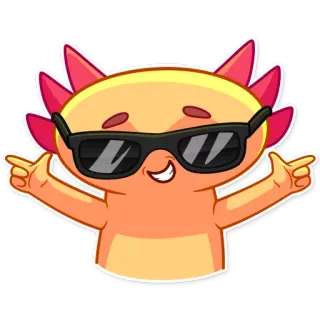 😎 axolotl, adesivo, cartoni animati, occhiali da sole, cool, carino, divertente telegram sticker