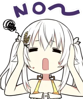 😱 NO~ Anime, Cô gái, Dễ thương, Không, Dấu chấm than telegram sticker