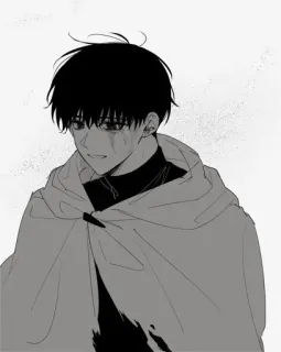 😟 manga, anime, character, cape, sad, crying telegram sticker