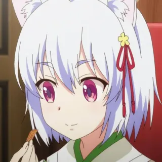☺️ anime, girl, white hair, cat ears, kawaii telegram sticker