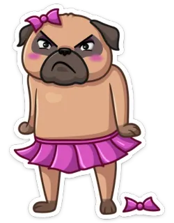 👑 pug, dog, animal, cute, cartoon, sticker, pet telegram sticker