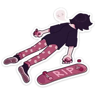 😵 RIP смерть, скейтборд, RIP, грустный, подросток, эмо telegram sticker