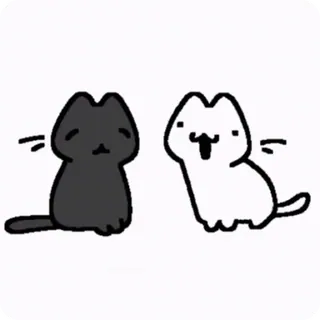 😁 cat, kawaii, cute, animal, sticker, black cat, white cat telegram sticker