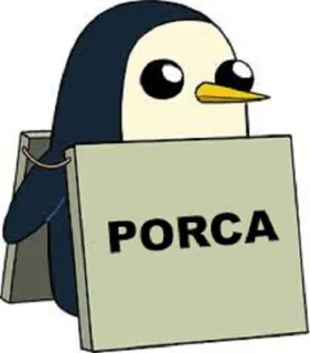 🐧 PORCA pingwin, włoski, obraźliwe, obelga, kreskówka telegram sticker