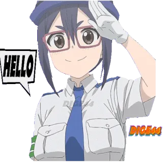 👋 HELLO anime, hello, girl, glasses, salute, greeting, uniform, character telegram sticker