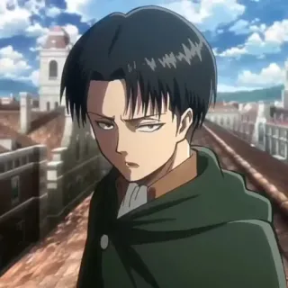 ⚔ Levi Ackerman Attack on Titan Levi Ackerman, Attack on Titan, Anime, Militer, Jubah, Karakter telegram sticker