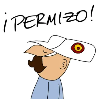 🙄 ¡PERMIZO! permission, spanish, cartoon, man, hat telegram sticker