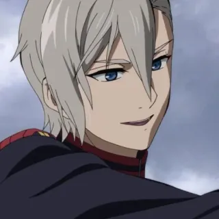 🖇 Ferid Bathory Owari no Seraph anime, manga, Ferid Bathory, vampire, Owari no Seraph, character, grey hair, military uniform telegram sticker
