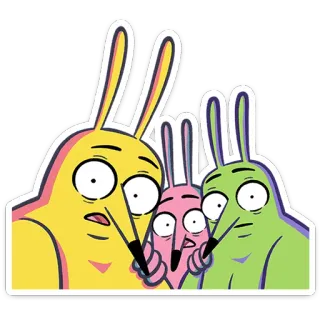 ⭐ cartoon, dieren, konijnen, grappig, raar, kleurrijk telegram sticker