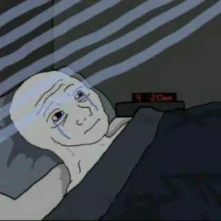 🙁 4:20 am Wojak, 슬픈, 밈, 420, 우울한, 밤 telegram sticker