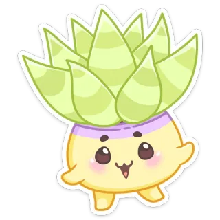 🙂 растение, милый, каваий, суккулент, мультяшный, наклейка whatsapp sticker