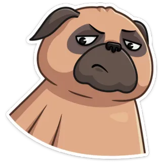 😒 dog, pug, animal, sad, cartoon telegram sticker