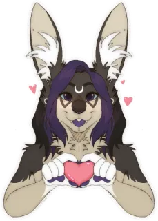 💜 Furry, Animal, Corazón, Lindo, Amor, Dibujo animado telegram sticker
