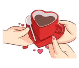 ☕ corazón, taza, café, amor, manos, san valentín telegram sticker