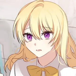 🥡 Anime, Garota, Cabelo loiro, Olhos roxos, Desenho animado telegram sticker