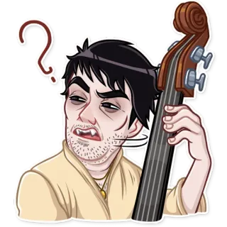😲 Fragezeichen, Vampir, Cellist, Verwirrt, Zweifel, Musik telegram sticker