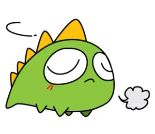 😤 динозавр, мультфильм, зеленый, измученный, сонный, милый telegram sticker