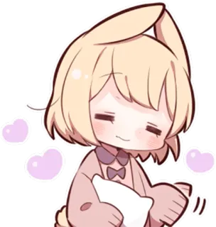 😪 애니메이션, 귀여운, 치비, 카와이, 하트, 토끼, 만화, 평화로운 telegram sticker