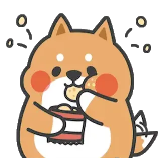 😋 dog, animal, shiba inu, cute, snack, eating whatsapp sticker