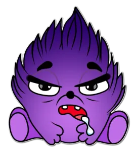 😧 Kreskówka, Potwór, Fioletowy, Słodki, Naklejka, Zabawny telegram sticker