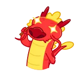 🤩 Drache, glitzernd, Cartoon, niedlich, Tier, rot, gelb telegram sticker
