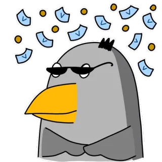 💸 ptak, okulary przeciwsłoneczne, fajny, pieniądze, kreskówka telegram sticker