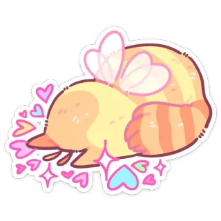 🍯 bee, animal, cute, cartoon, kawaii, heart, sparkles telegram sticker
