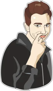 😀 persona, naso, dito, faccia, cartone animato, sorrisetto telegram sticker