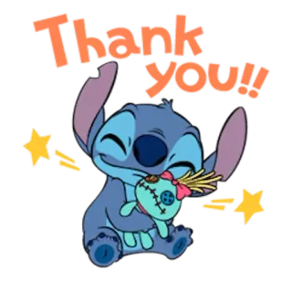 😆 Stitch Lilo & Stitch Thank you!! Стич, Спасибо, Дисней, Мультфильм, Милый, Анимированный telegram sticker