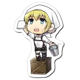😅 Armin Arlert Attack on Titan Anime, Mangá, Limpeza, Personagem, Fanart, Adesivo, Kawaii, Chibi telegram sticker