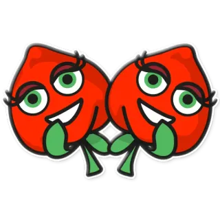 👯 Kirschen, Frucht, süß, Cartoon telegram sticker