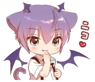 🦇 おに Anime, Manga, Kawaii, Chibi, Diable, Mignon, Cornes, Ailes telegram sticker