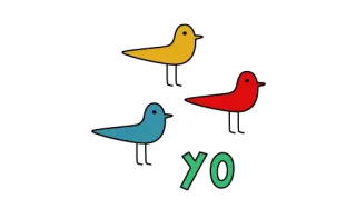 🐤 yo pájaros, colorido, minimalista, saludo whatsapp sticker
