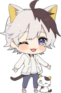 😺 Anime, Gato, Chibi, Kawaii, Desenho animado telegram sticker