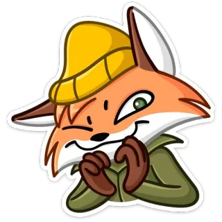 😈 renard, animal, dessin animé, chapeau, veste, rusé, mignon telegram sticker