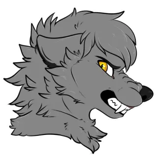 😡 lobo, animal, furry, enojado, cabeza, dibujos animados, personaje telegram sticker