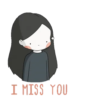 😔 I MISS YOU miss you, love, girl, sad, cartoon, emotion, feeling telegram sticker