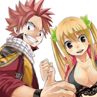 👍 Natsu Dragneel, Lucy Heartfilia Fairy Tail Anime, Mangá, Fairy Tail, Natsu Dragneel, Lucy Heartfilia, Personagens, Fantasia, Amizade telegram sticker