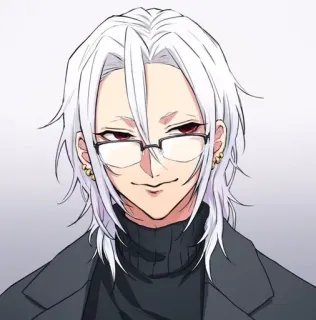 ✨ Anime, Manga, Cheveux Blancs, Lunettes, Mâle, Personnage whatsapp sticker