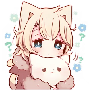 😨 Anime, Chat, Kawaii, Mignon, Points d'interrogation, Chibi telegram sticker