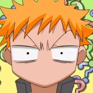 🍁 Anime, Domanda, Confusione, Arrabbiato, Faccia, Capelli arancioni telegram sticker
