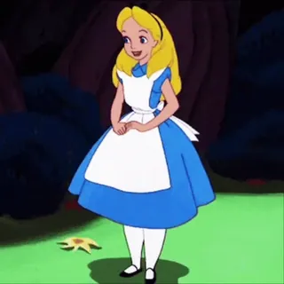 🧚♀ Alice Alice in Wonderland Alice, Wunderland, Disney, Cartoon, Mädchen, Kleid, Blond telegram sticker