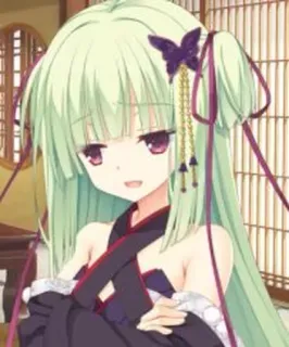 🙈 Anime, Dziewczyna, Postać, Manga, Słodkie, Zielone włosy telegram sticker