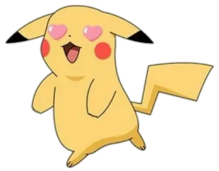 😍 Pikachu Pokemon โปเกมอน, ปิกาจู, ความรัก, ตาเป็นรูปหัวใจ, สีเหลือง telegram sticker