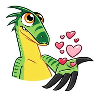 💕 dinosaurio, dibujos animados, corazones, amor, reptil, pegatina telegram sticker